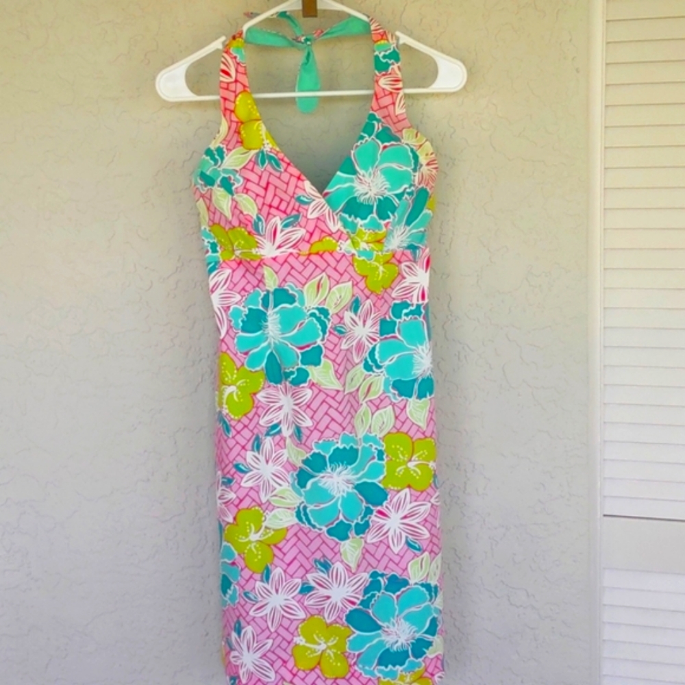 Lilly Pulitzer RARE vintage print halter style dress size 2